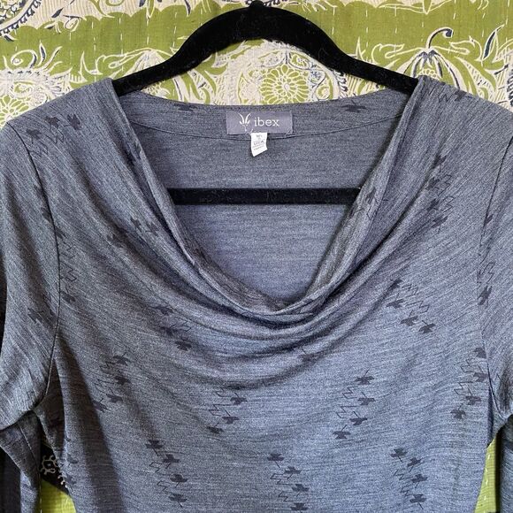 Ibex Women’s Gray Merino Wool Diana Cowl Neck Sweater Size Small - Picture 2 of 15